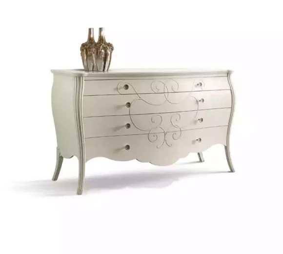 Möbel Design Klassischе Kommode Schrank Weiß Luxus Holz Neu