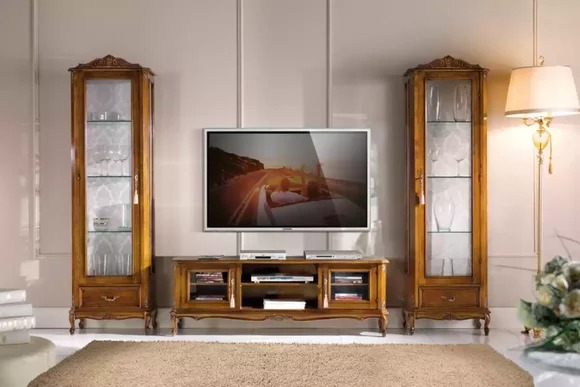 Wohnzimmer 2x Vitrine Schrank Wohnwand tv Ständer Design Set 3tlg Neu