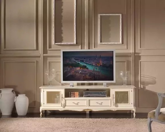 Wohnzimmer Lowboard Weiß TV-Ständer Möbel Sideboard Holz Möbel