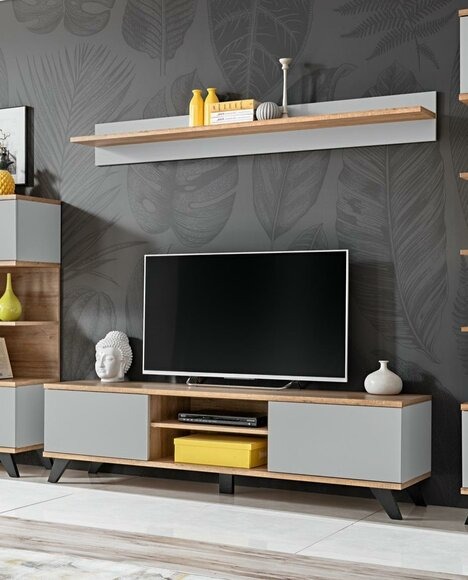 Wohnzimmer Luxus Garnitur TV-Ständer Modern Regal Möbel Holz Designer