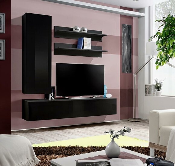Luxus Modern Wohnwand Lowboard Wandschrank Wohnzimmer Holzmöbel 4tlg. Neu