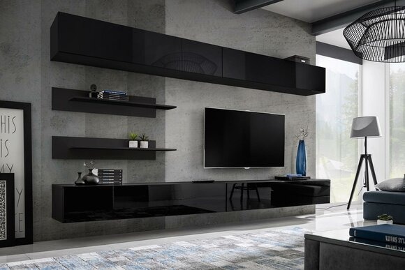 Wohnzimmer Wand Regal Garnitur 6tlg. Design Wohnwand Wandschrank Design