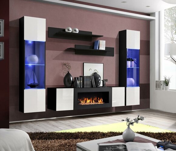 Luxus Wohnwand Wohnzimmer Modern Designer Hänge Vitrine Sideboard Einrichtung