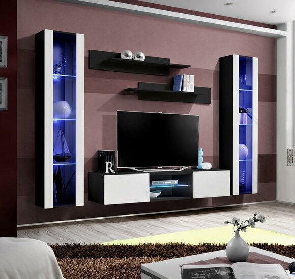 Wohnzimmermöbel Designer Wohnwand Hänge Vitrine V-Ständer Neu Einrichtung