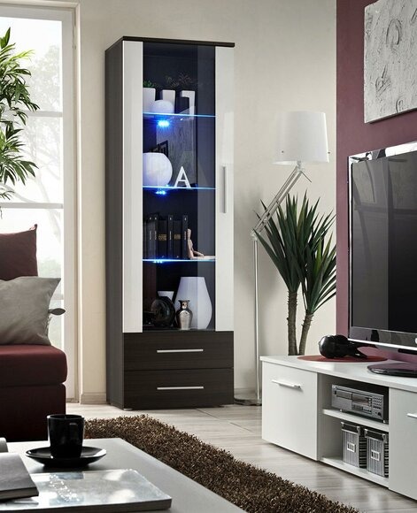 Luxus Holz Vitrine Design Schrank Braun Möbel Schrank Wohnzimmermöbel Neu