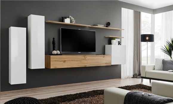 Designer Wohnwand Wandregal Set 7tlg Luxus Modern Wohnzimmermöbel