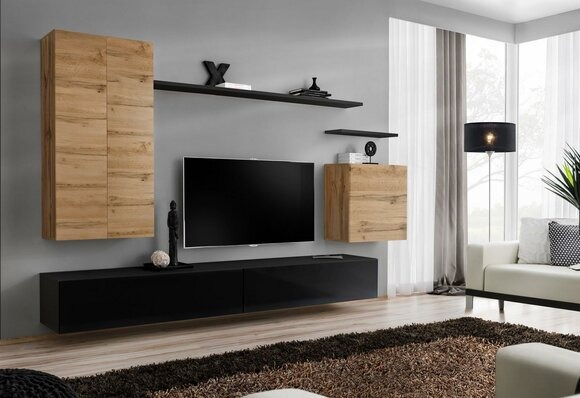 Wohnwand Wandschrank Wandregal Moderne Design TV-Ständer Wohnzimmer Einrichtung
