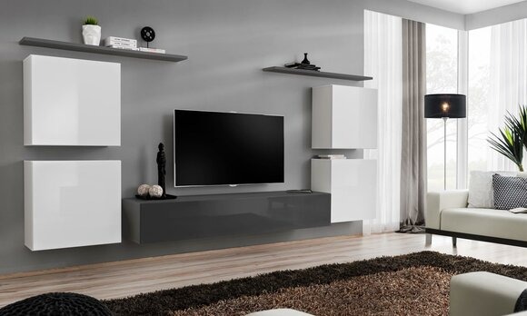 Design Wohnwand Luxus Einrichtung Komplett Wandregal Holzmöbel Wandschrank