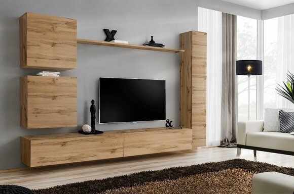 Wandschrank Modern Wohnwand Braun Holzmöbel Wohnzimmermöbel Designer