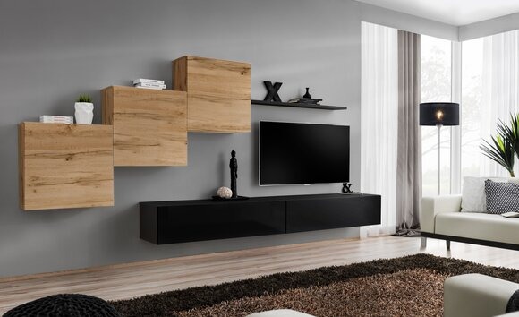 Moderne Wohnwand Einrichtung Komplett Garnitur Designer Wand Regal Sideboard