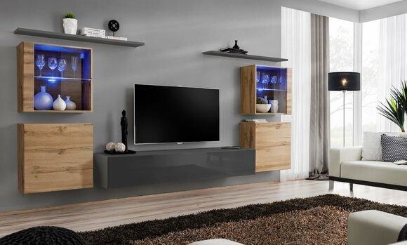 Wohnzimmermöbel Set Designer Hochglanz Wohnwand Wohnzimmer Sideboard Komplett