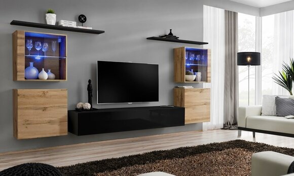 Designer Komplett Wohnzimmer Luxus Wohnwand Gruppe Modern Sideboard Einrichtung