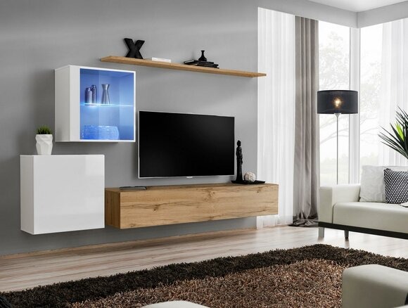 Wohnwand 260 cm Luxus Wand Schrank Wohnzimmermöbel Regale Einrichtung Modern