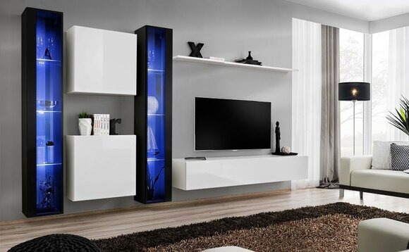 Gruppe Wohnwand Modern Wandregal Designer Wandschrank Luxus Holz Einrichtung
