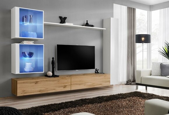 Wohnzimmer Komplett Wohnwand Set 6tlg. Designer Luxus Einrichtung Wandschrank