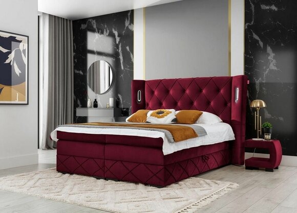 Design Schlafzimmer Set 3 tlg Komplettes Bett Nachttisch Holz Modern Polsterbett