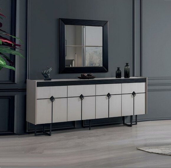 Esszimmer Möbel Sideboard mit Spiegel Design Komplett Neu Einrichtung