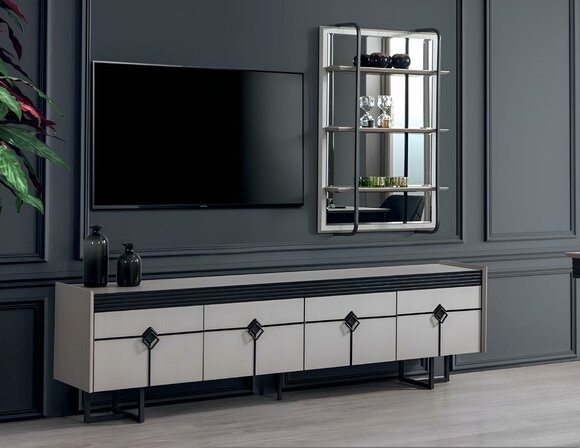 Wohnwand Wand Regale Komplett TV-Ständer Wohnzimmer Set Neu Einrichtung