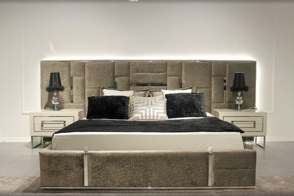 Luxus Schlafzimmermöbel Komplett Möbel 3tlg Doppelbett 2x Nachttische