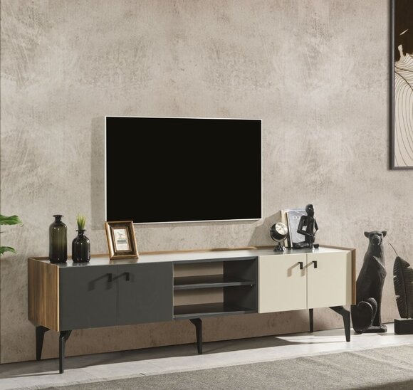 Modern Wohnzimmer Set TV-Ständer Design Einrichtung Holz Möbel