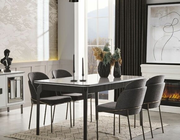 Esszimmer Set Esstisch und 4x Stühle modern Essgruppe Set 5tlg