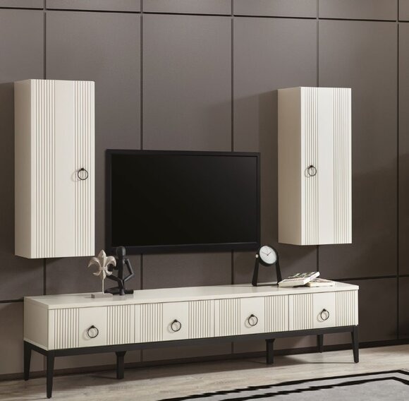 Wohnzimmer Set 2tlg Modern Designer TV-Ständer und 2x Wandschrank