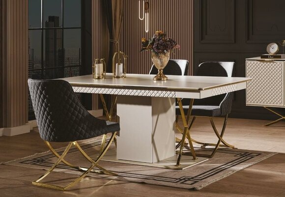 Luxus Set für Esszimmer Esstisch und 4x Stühle Holz möbel Tisch Stil 5tlg