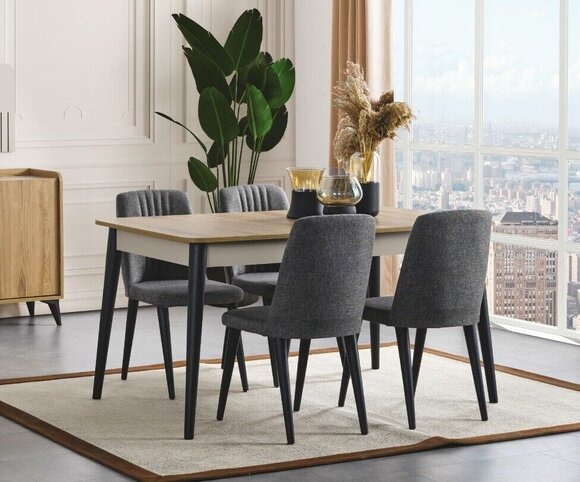 Esszimmer Set Esstisch und 4x Stühle Elegant Möbel Holz set luxuriös 5tlg