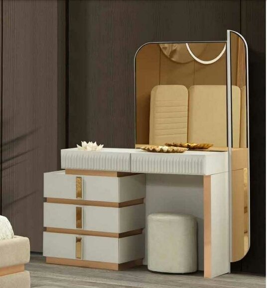 Modern Beige Schminktisch mit Spiegel Höhe 180 cm luxuriös Möbel neu