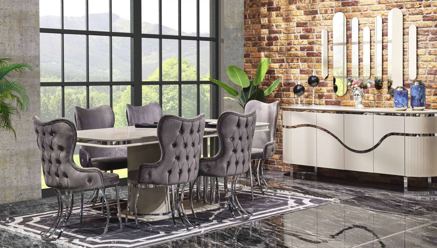 Design Esszimmer Gruppe Tisch Stühle Holztisch Esszimmer Set 9tlg.