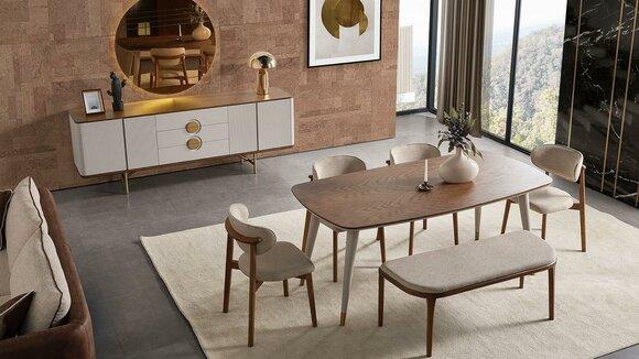 Perfekte Esszimmer Set Von Esstisch 4x Stühle nrichte Spiegel Bank 8tlg.