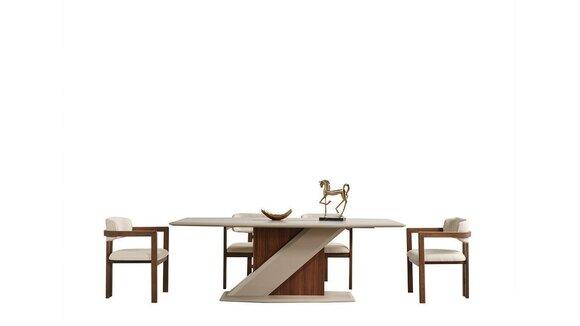 Chic Set Besteht aus Esstisch und 6x Stühle im Esszimmer in Farbe beige