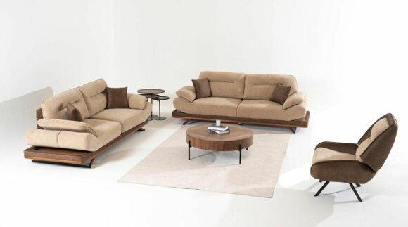 Stilvoll Wohnzimmer Set aus Designer 2x 3-Sitzer Sofas und Sessel 3tlg