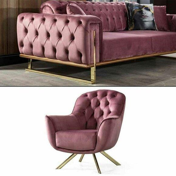 Designer Wohnzimmer Besteht aus Set 3-Sitzer Sofa und Sessel 2tlg. neu