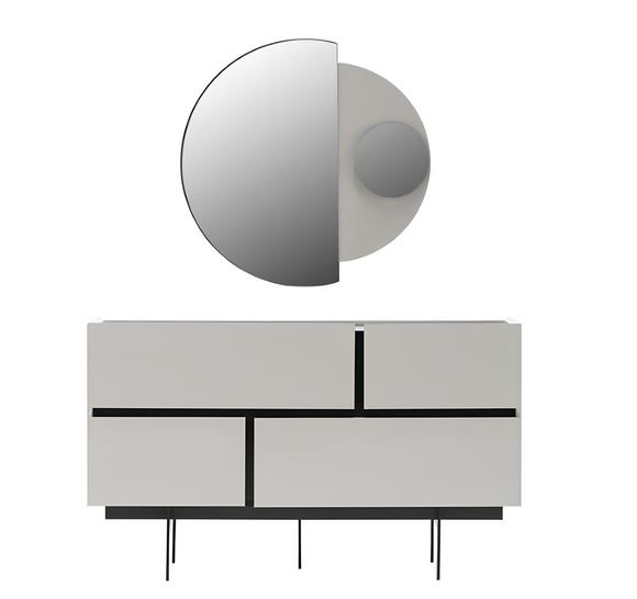 Stilvolle Schlafzimmer Anrichte Designer Holz Kommode Spiegel 2tlg Set