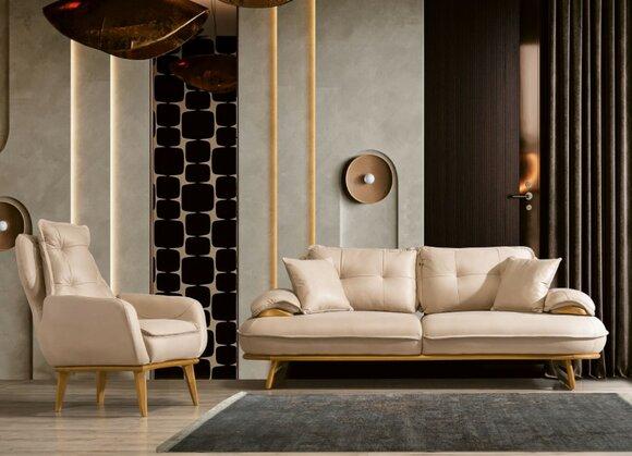 Moderne Couchgarnitur Designer 3-Sitzer Luxus Polster Sessel 3+1 Set