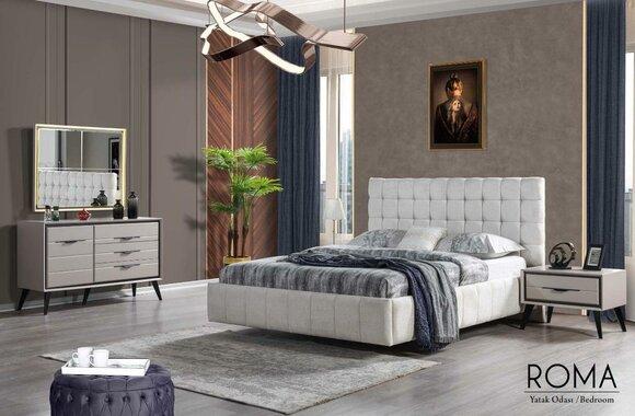 Weißes Exklusives Schlafzimmer Doppelbett Designer Nachttische Kommode