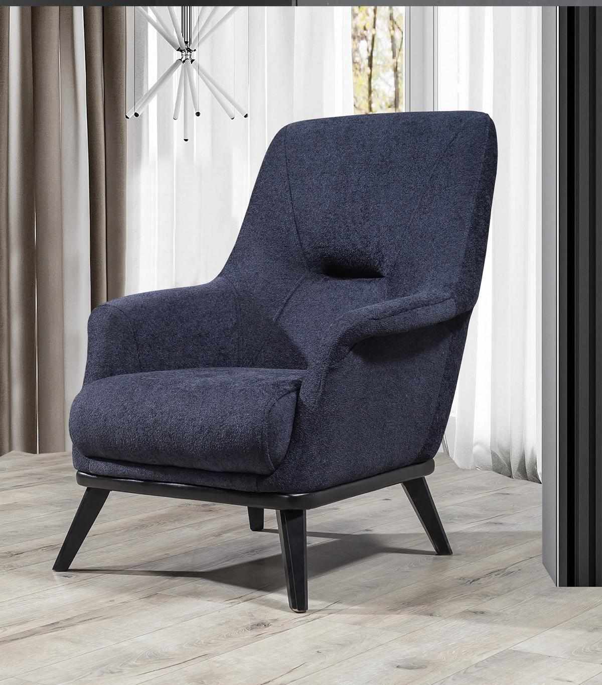Stilvoll Sessel Blau farbe Modern Möbel in Wohnzimmer Luxus Textil