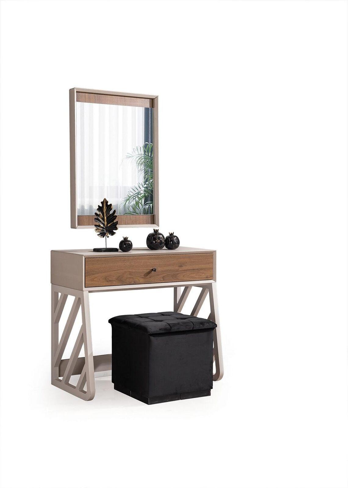 Modern Schlafzimmer Set Besteht aus Schminktisch mit Spiegel Beige