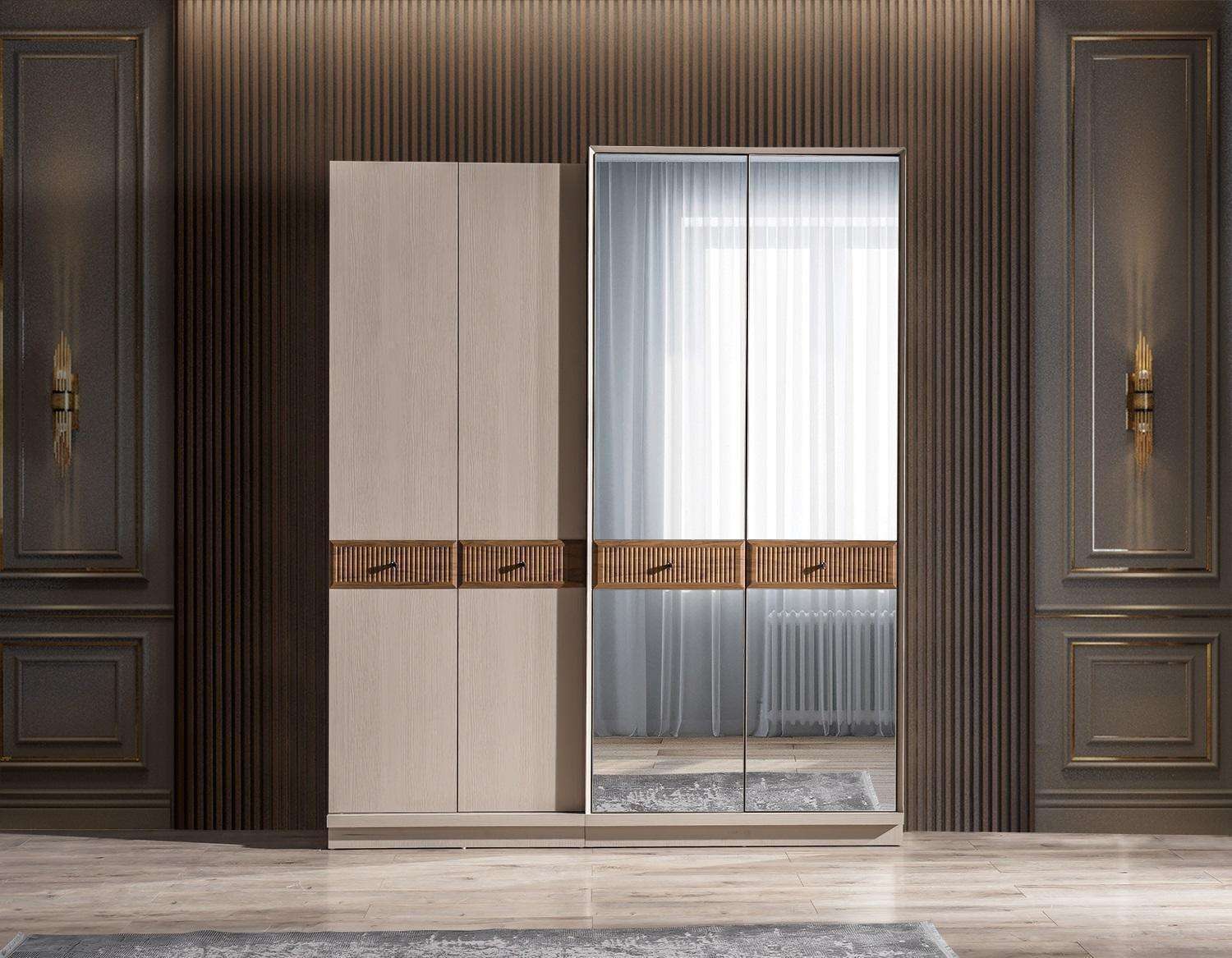 Stilvoll Kleiderschrank Luxus Schrank Modern Beige Schlafzimmer Möbel