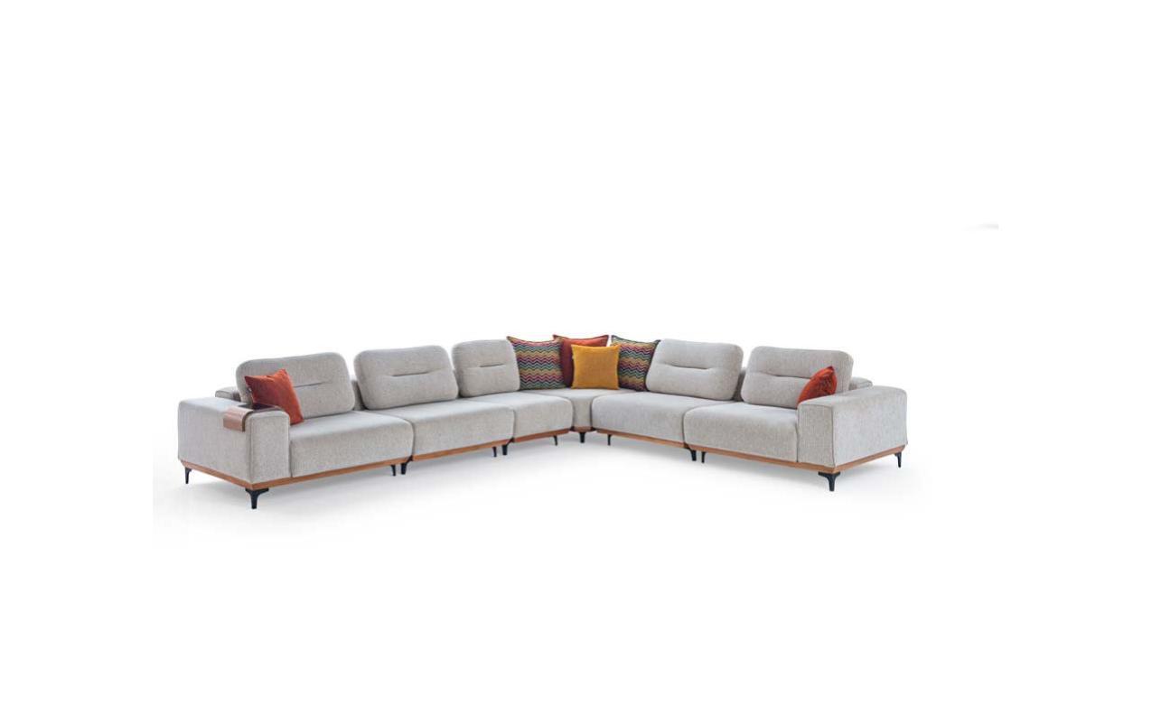 Graues Ecksofa Exklusives L-Form Garnitur Luxuriöse Wohnzimmer Möbel