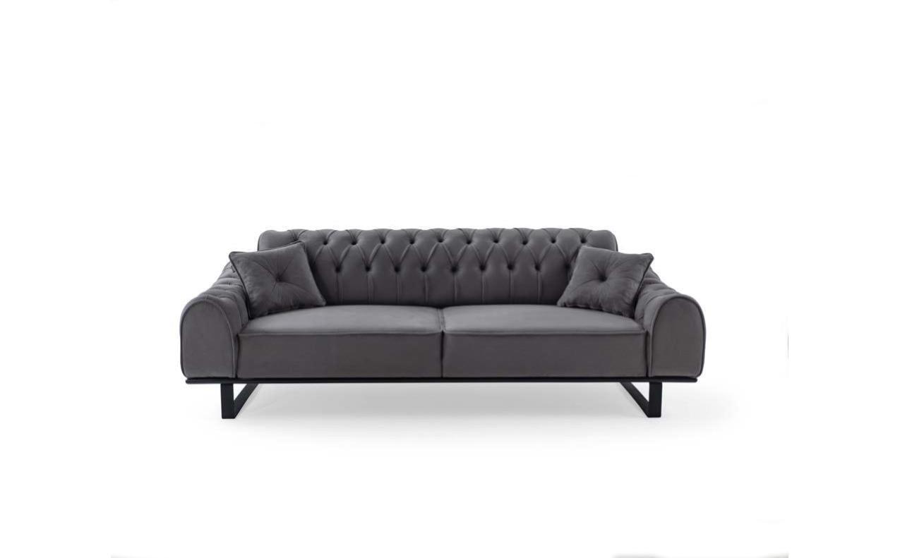 Grauer Chesterfield 3-Sitzer Edler Dreisitzer Designer Wohnzimmer Couch