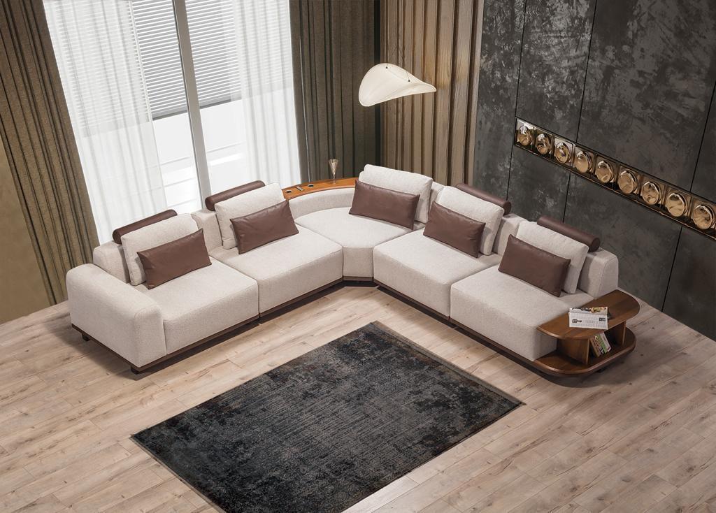Beiges Modulsofa Designer Ecksofas L-Form Couchen Wohnzimmer Möbel Neu