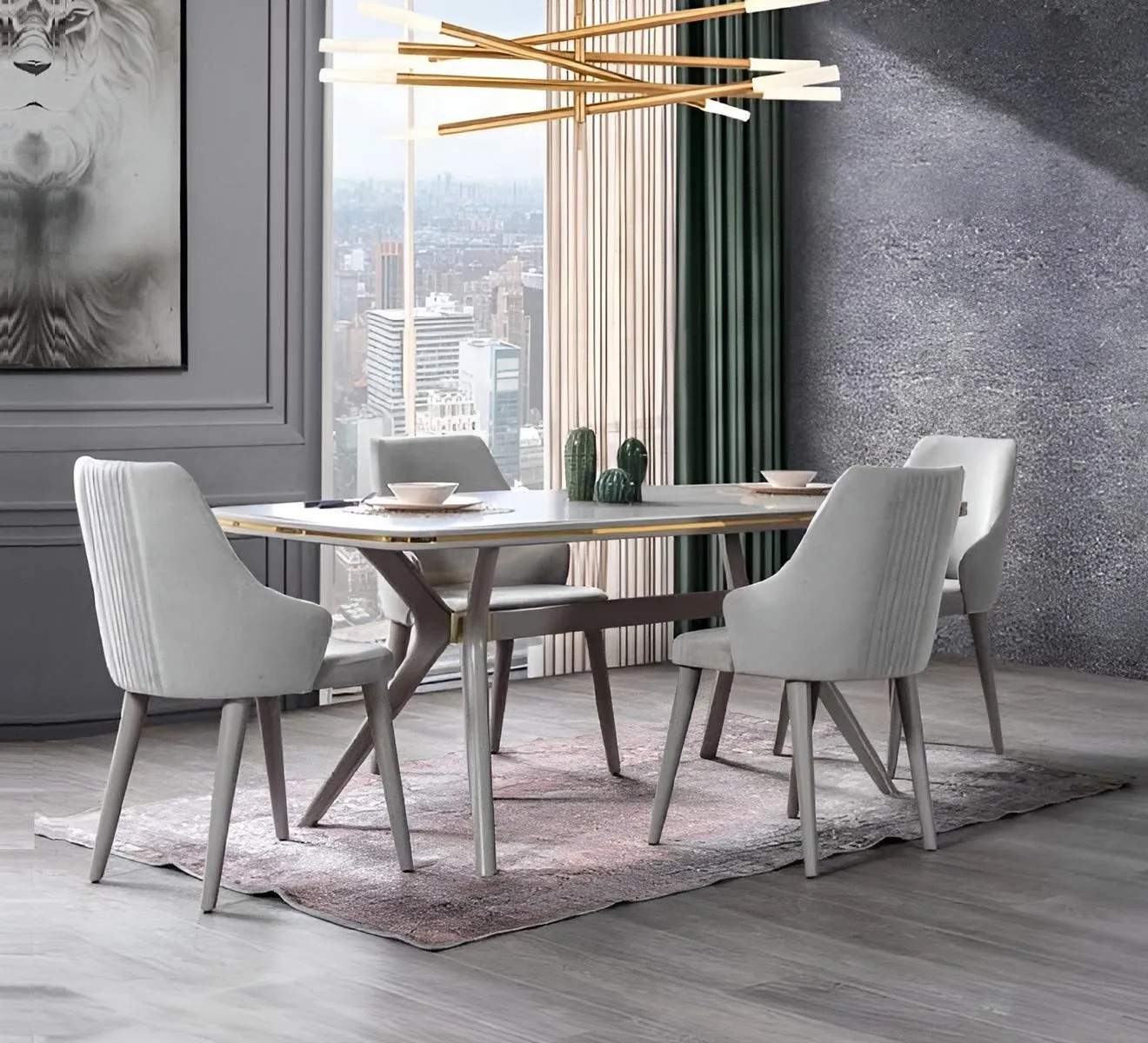 Modern Esstisch 6x Stühle Designer Luxus Esszimmer Möbel Essgruppe