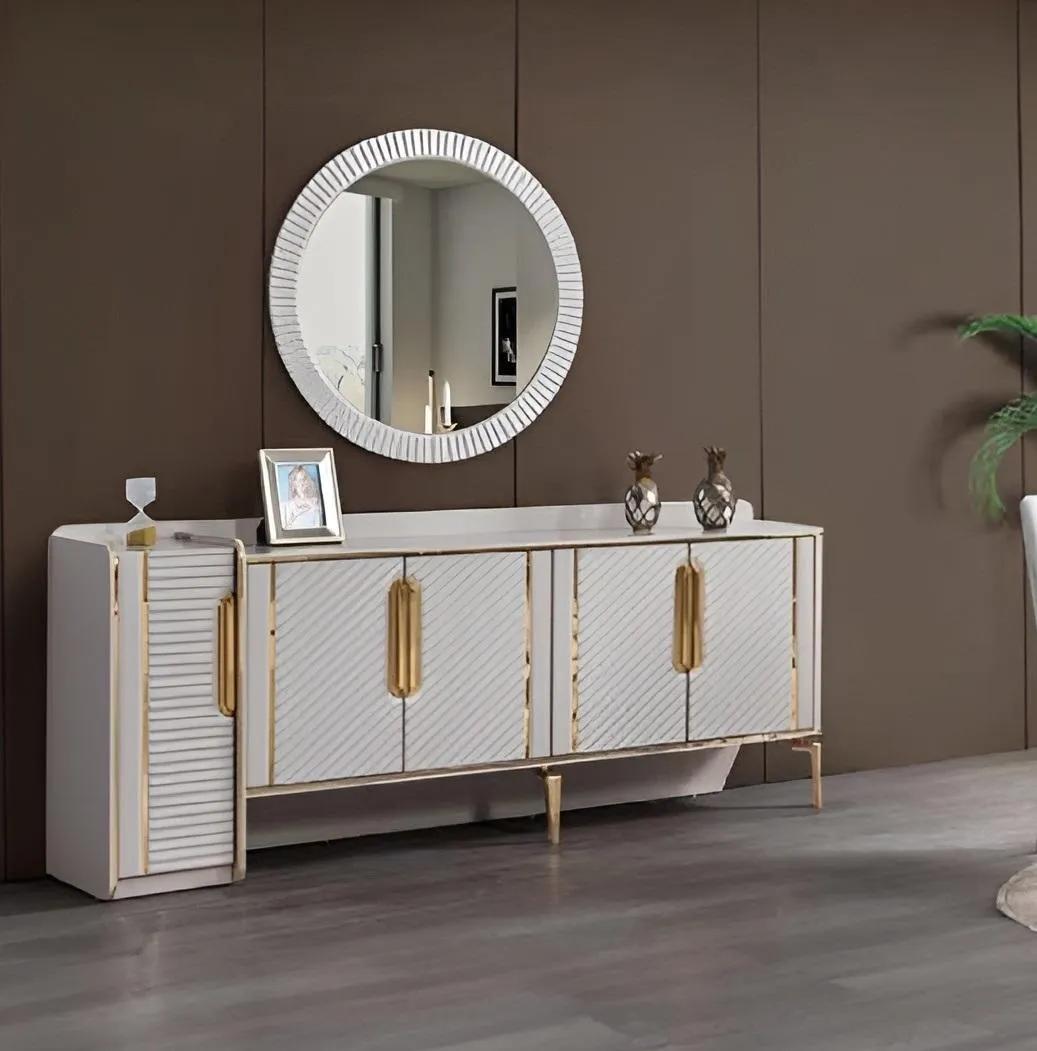 Anrichten Spiegel Weiße Holz Schubladenschrank stil möbel Sideboard