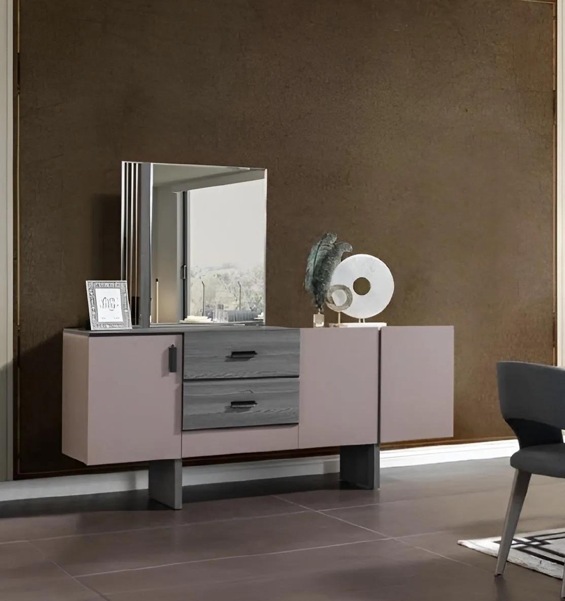 Anrichte mit Spiegel Holz Luxus Stil Möbel Esszimmer Anrichten 2tlg.