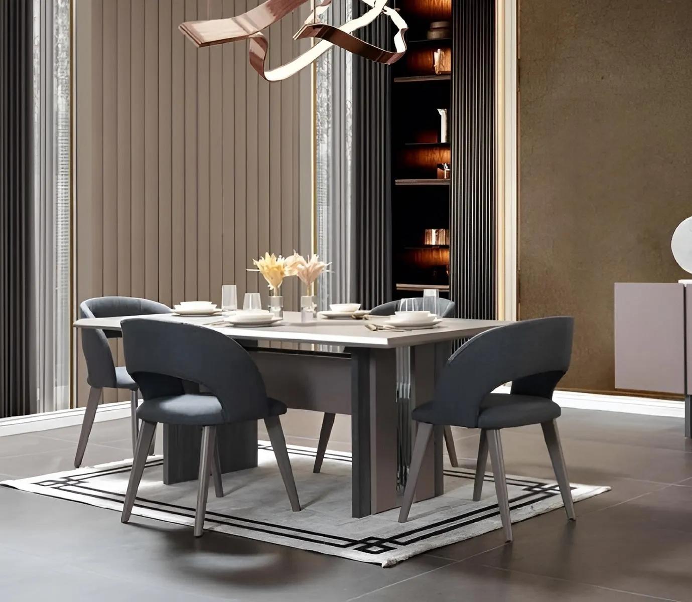 Moderne 7tlg. Esszimmer Garnitur Set Klassischer Tisch 6x Stühle Gruppen