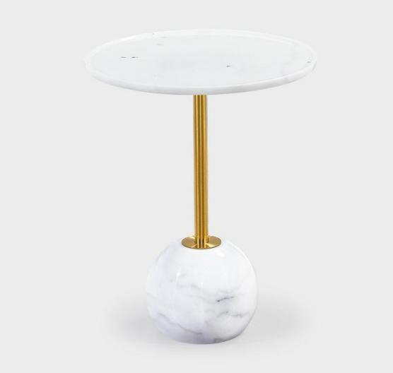 Weißer Beistelltisch Stilvoller Runder Wohnzimmer Couchtisch Marmor Möbel