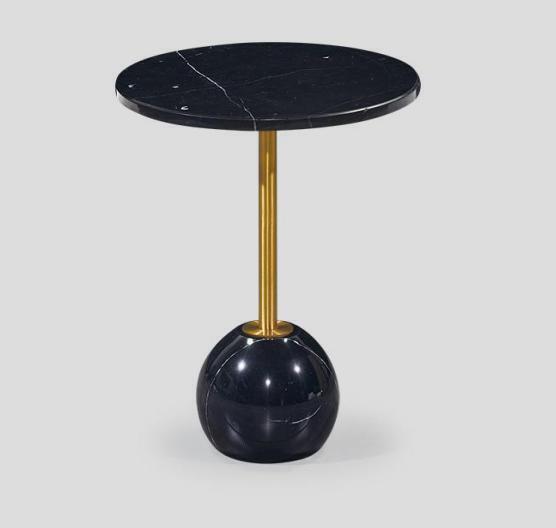 Schwarz-Goldener Beistelltisch Moderne Wohnzimmer Marmor Couchtische