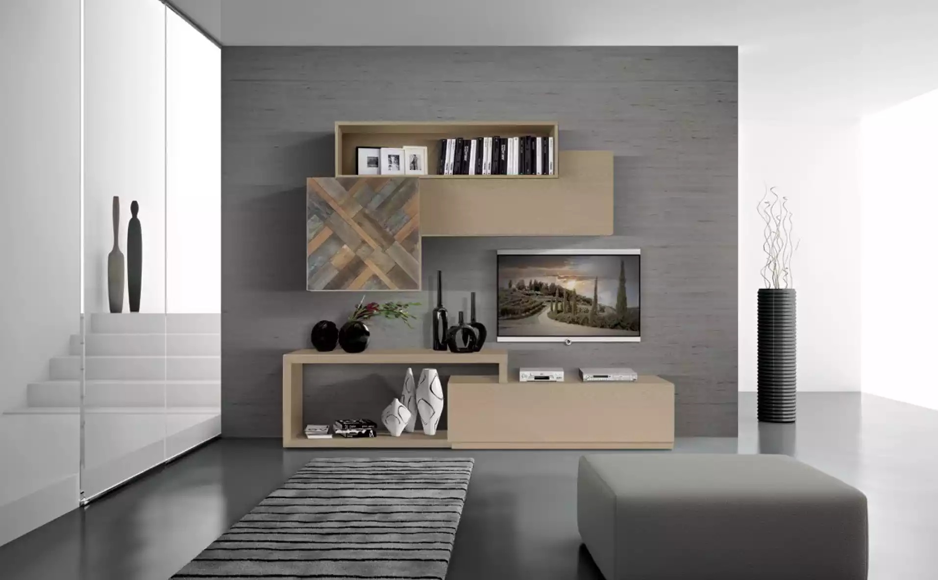 tv Lowboard rtv Wandregale Wohnzimmer Holz Luxus Wohnwand Möbel